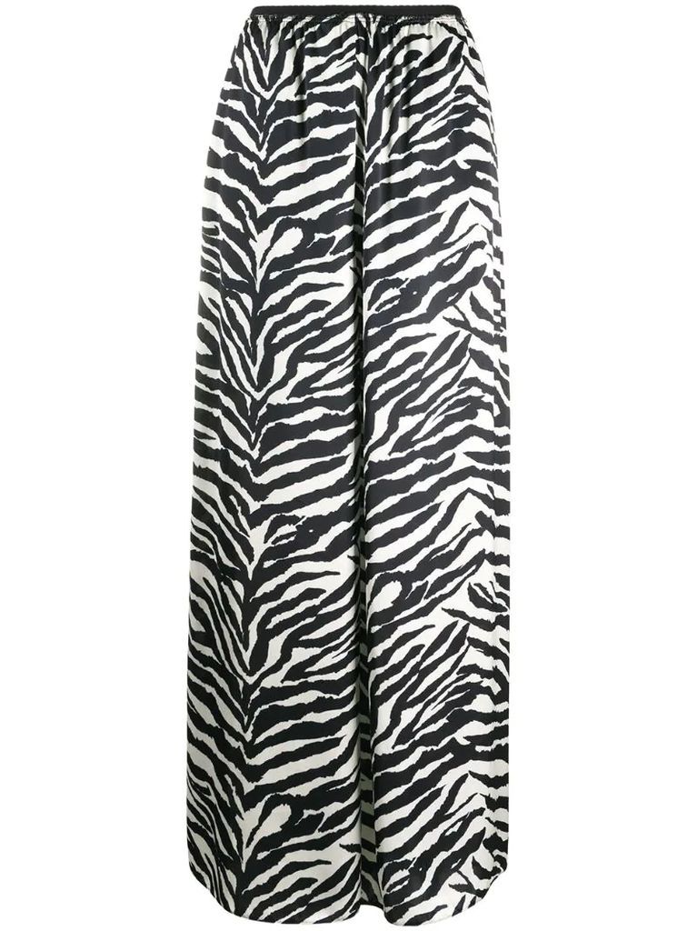 zebra print wide-leg trousers