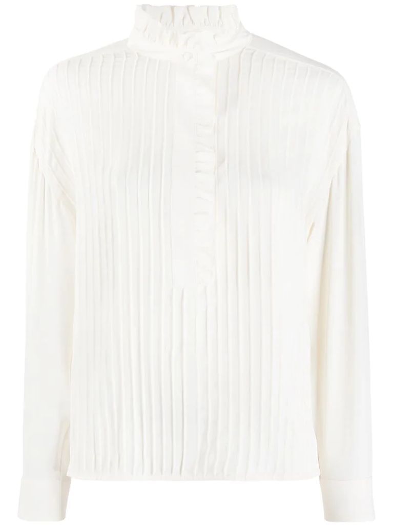 ruffle detail pleated blouse