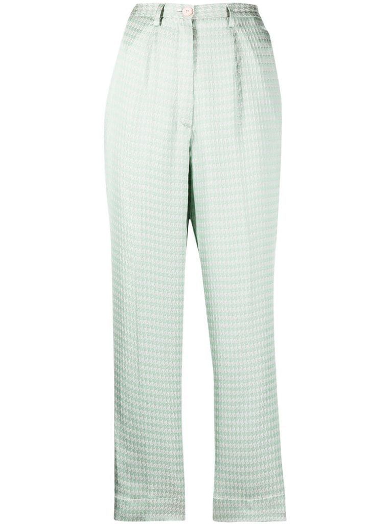 high-rise houndstooth-print cropped trousers