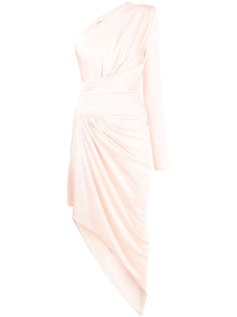 drape-detail one-shoulder dress