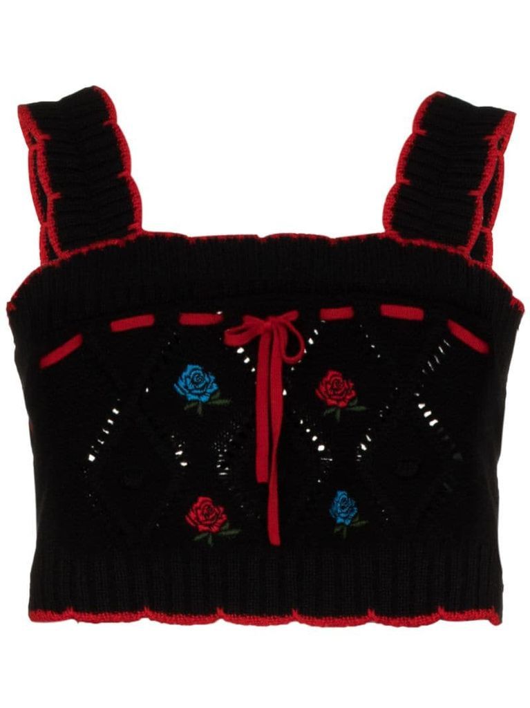 embroidered knitted tank top