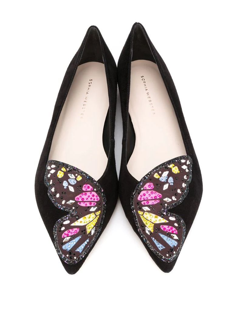 Butterfly embellished ballerina shoes