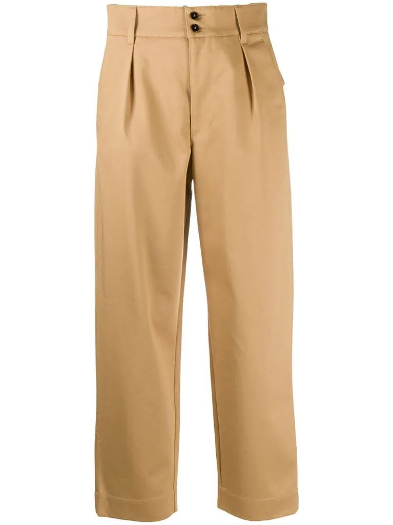 straight-leg pleated waist trousers