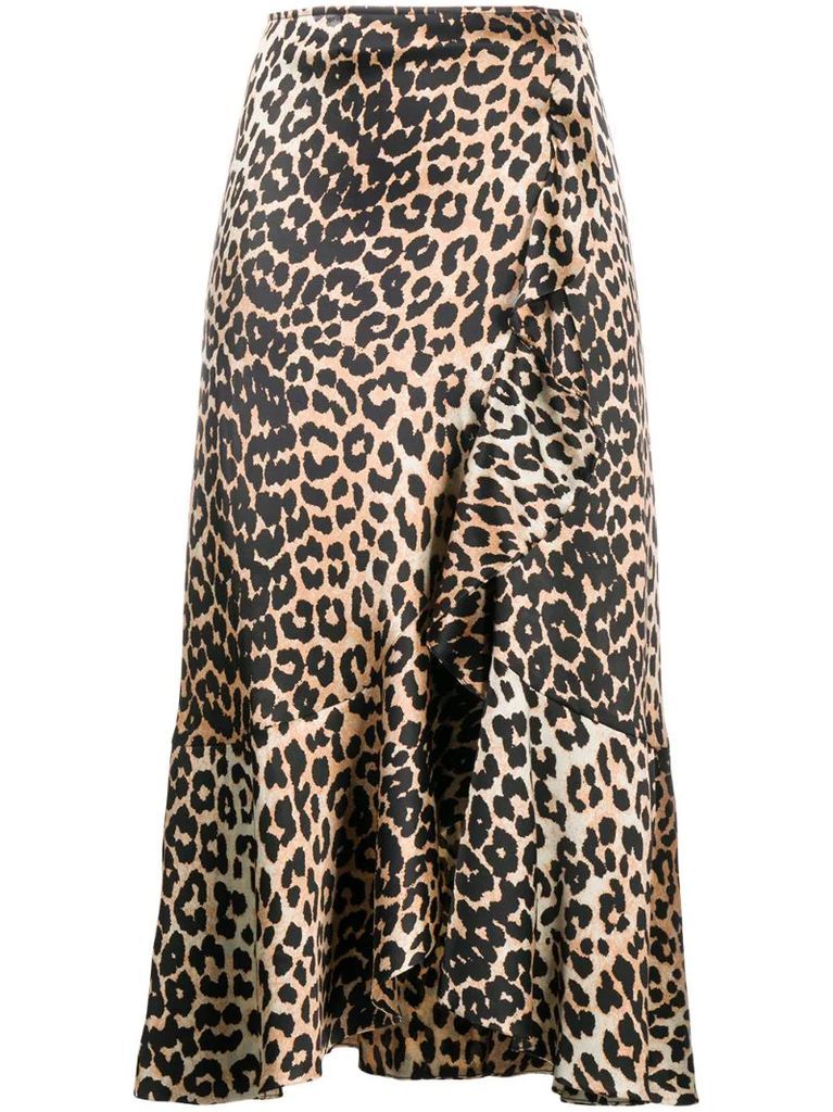 leopard print high-waisted skirt
