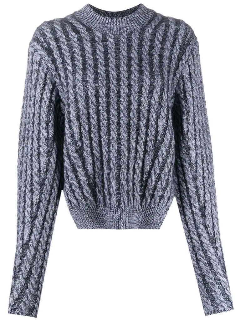 cable-knit side-slit jumper
