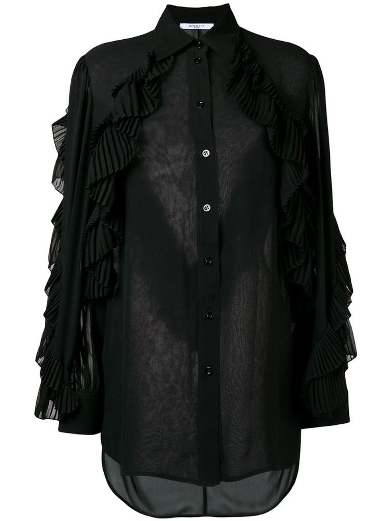 ruffled style transparent blouse