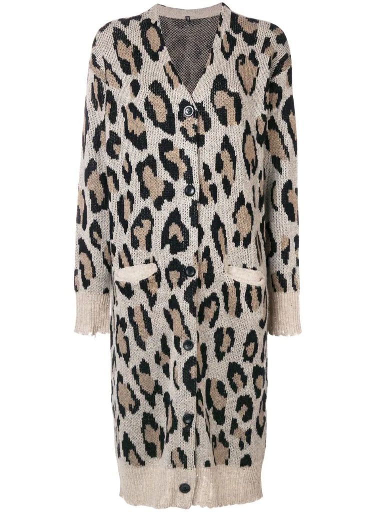 cashmere long leopard cardigan