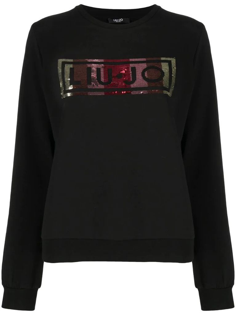 sequin-embellished logo sweatshirt