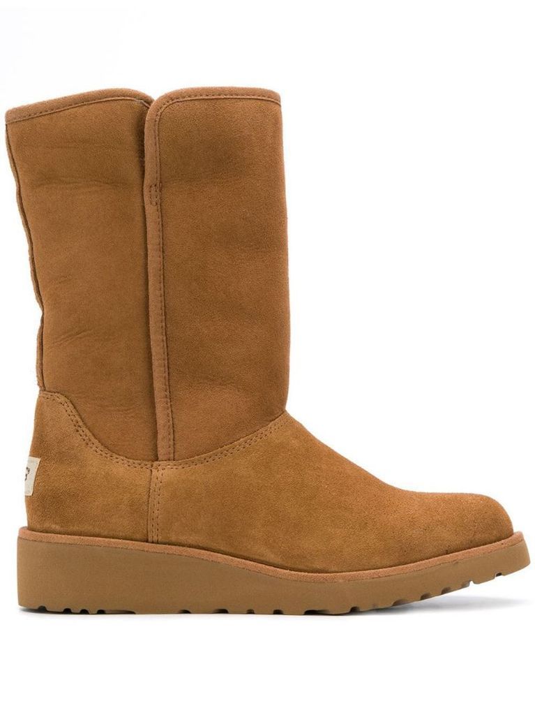 low heel shearling boots