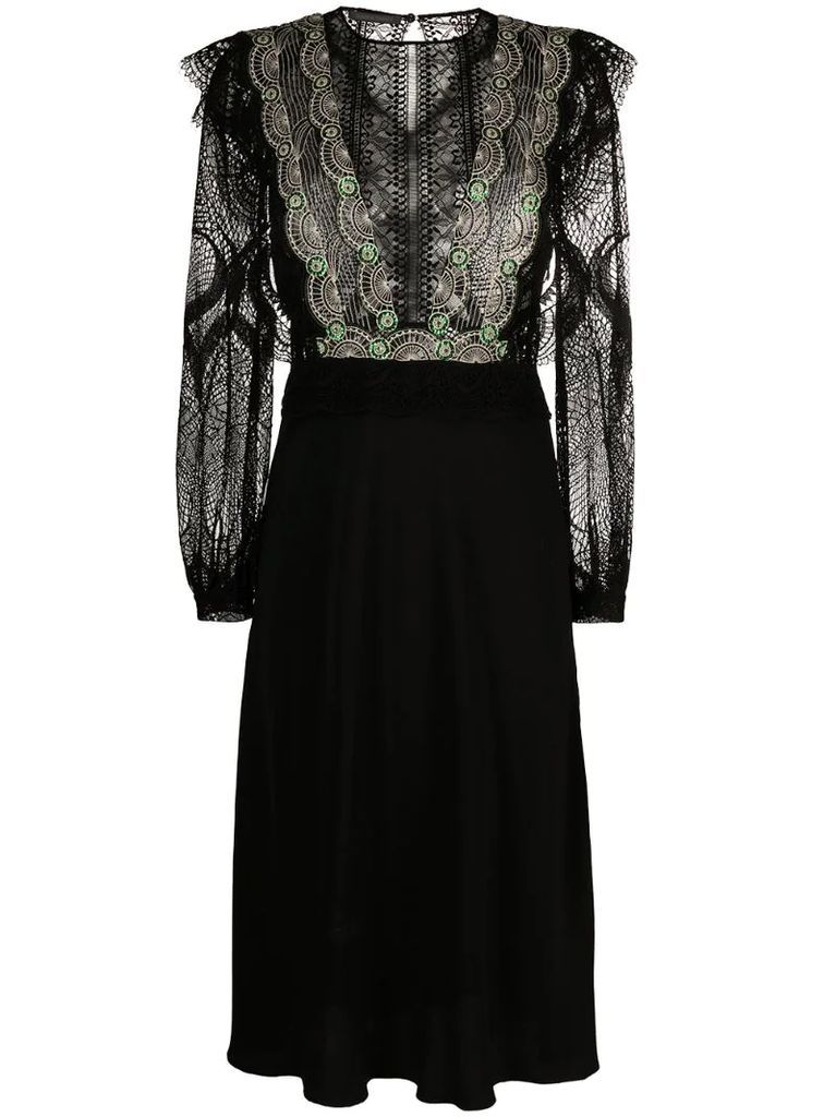 lace embroidered knee-length dress