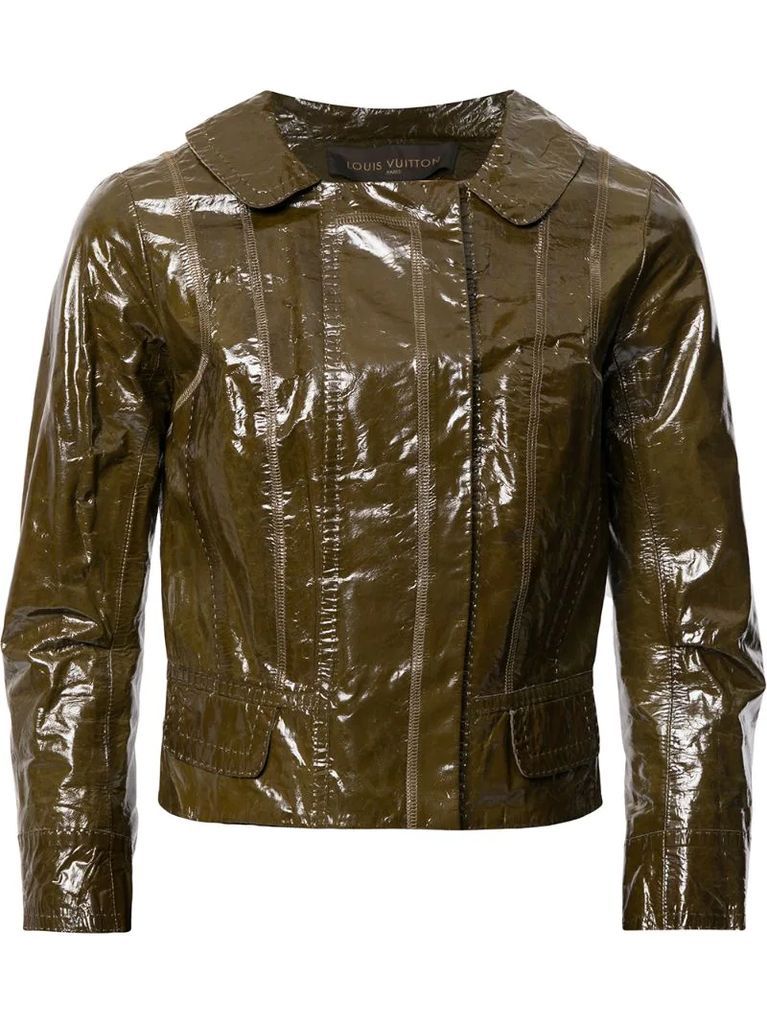 pre-owned high-shine finish fitted-cut jacket