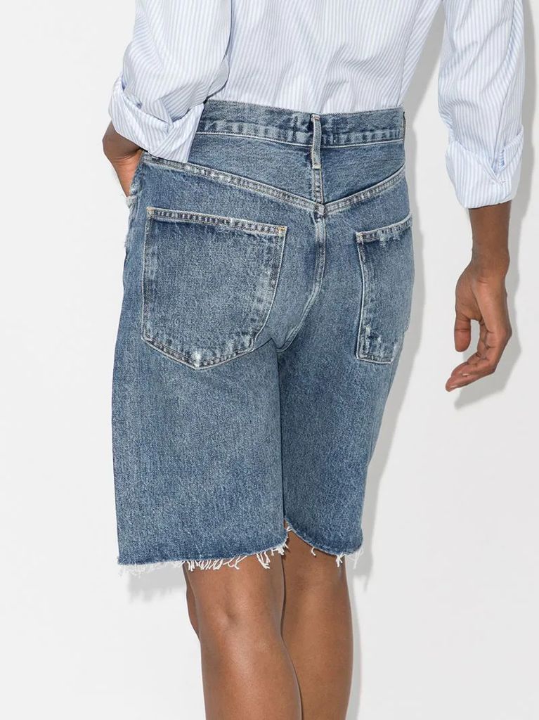 90s mid-rise frayed denim shorts