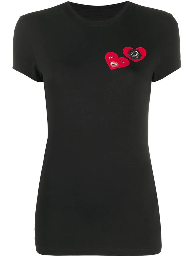 double heart print T-shirt