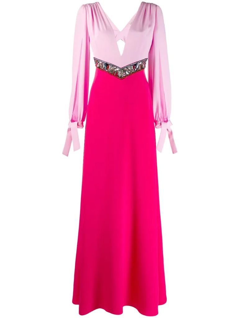 sequin embellished colour block dress
