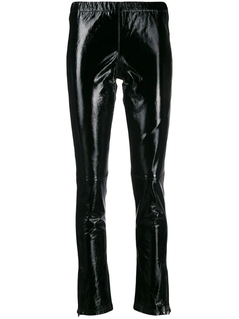 fitted leather trousers