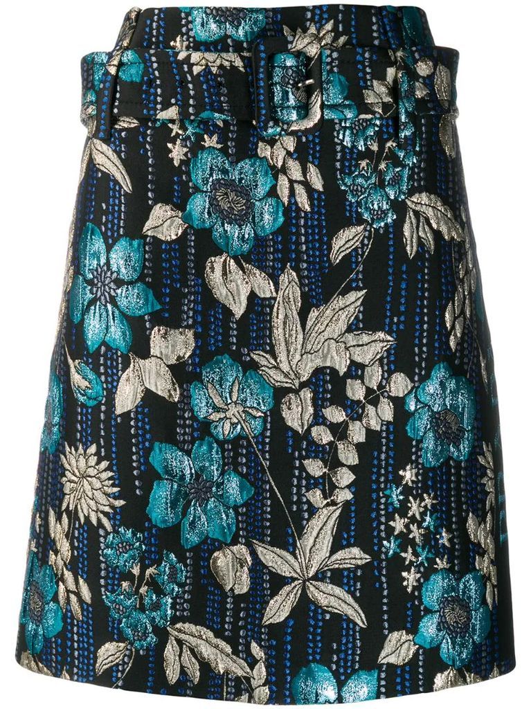 jacquard embroidered floral skirt