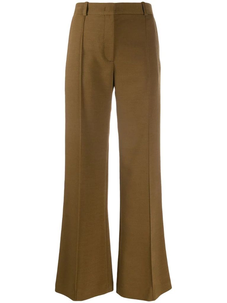 Wool-blend flared trousers