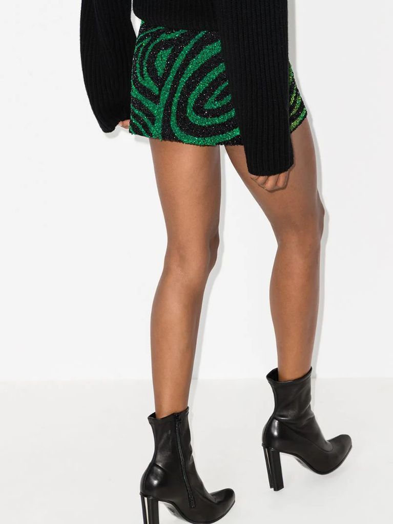 zebra print sequin mini skirt