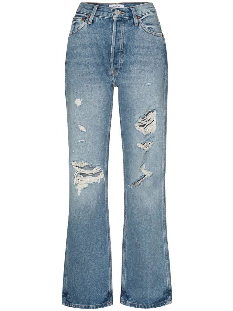 90s distressed straight-leg jeans