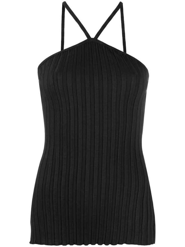 ribbed crossover-straps sleeveless top