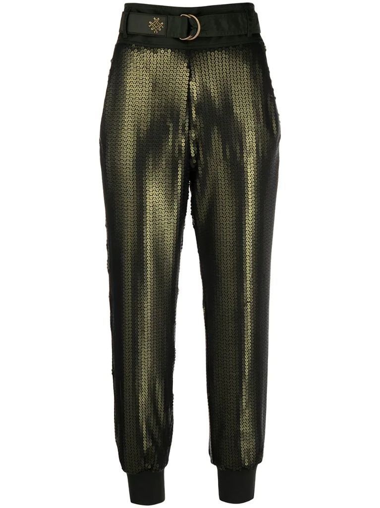 cropped sequin trousers