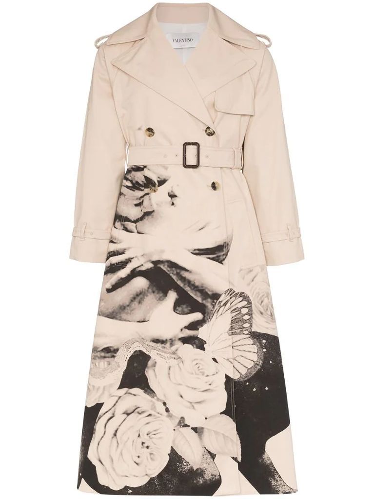 x Undercover Graphic Lovers print trench coat