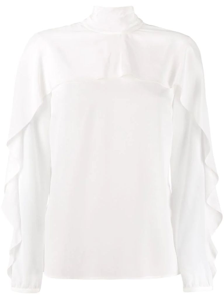 ruffle-sleeve blouse