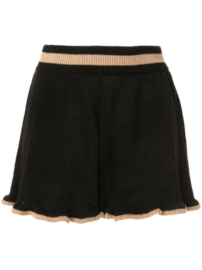 Mimi ruffled-knit shorts