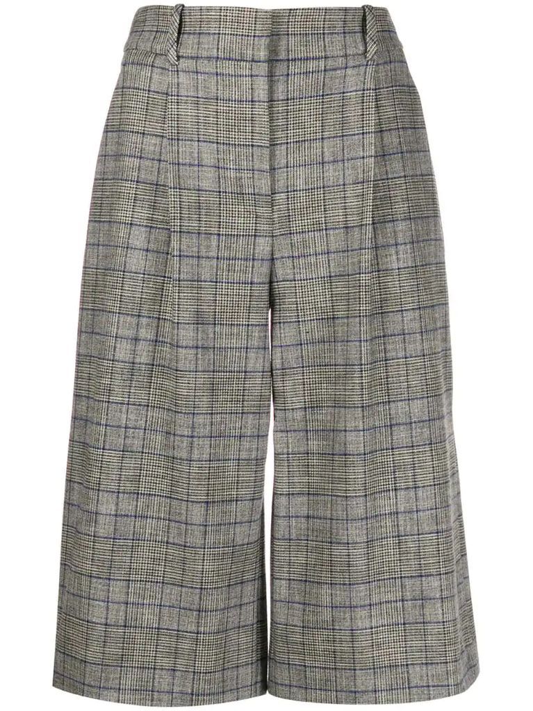 high-rise checked culottes
