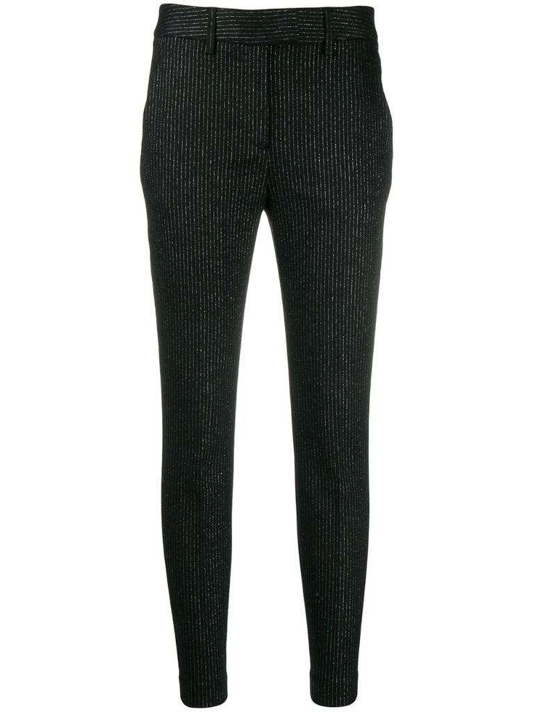 pinstripe slim-fit trousers