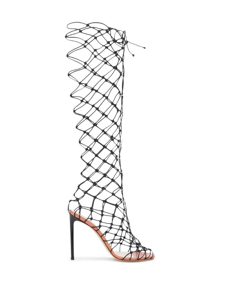 caged knee high sandals