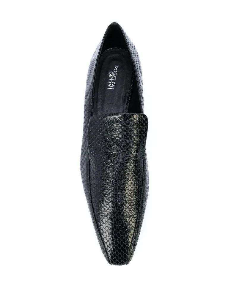 embossed square-toe loafers