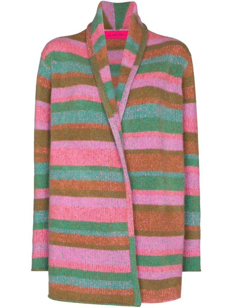 horizontal-stripe cashmere cardigan
