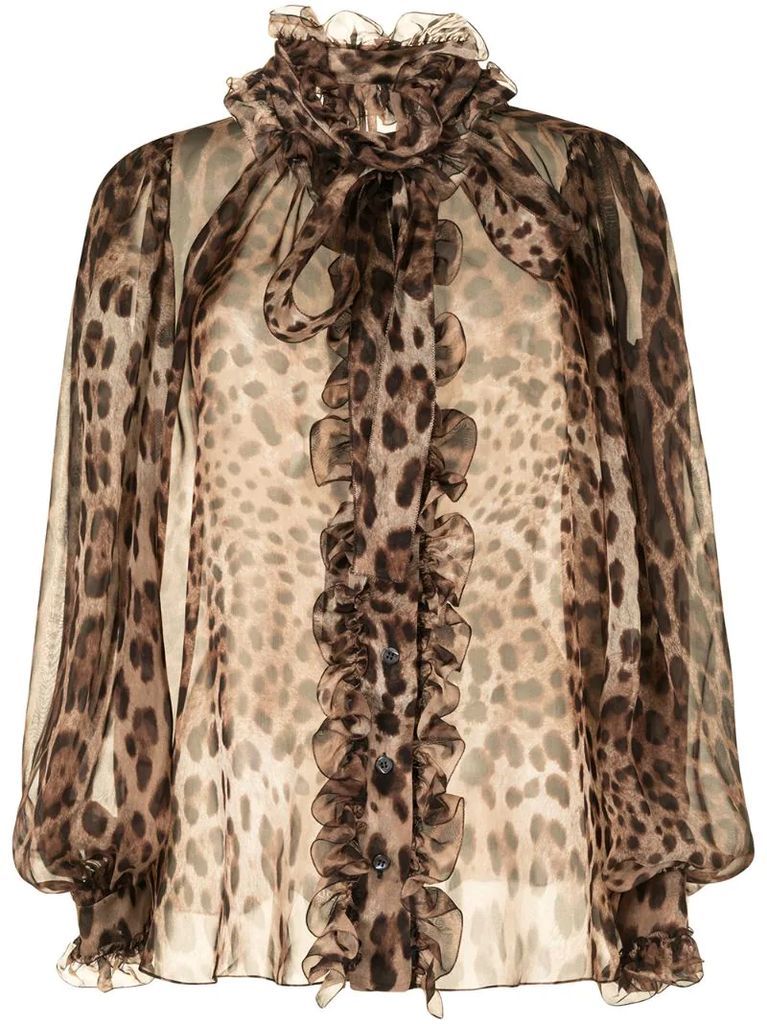 leopard-print silk shirt
