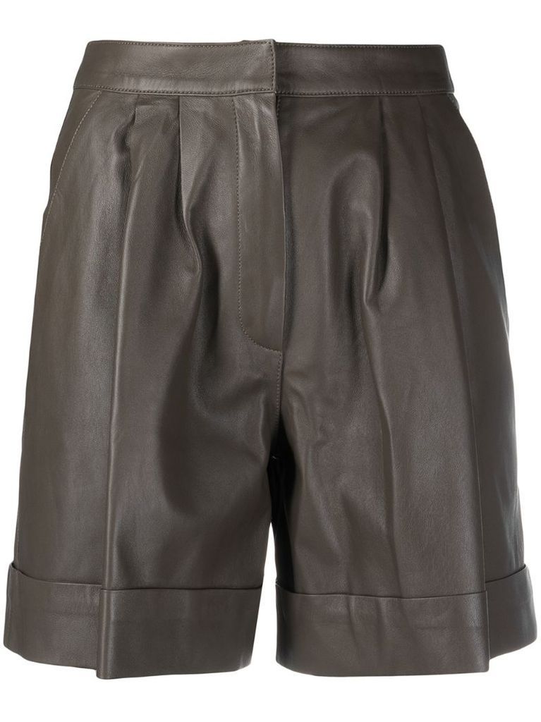 high-rise leather shorts