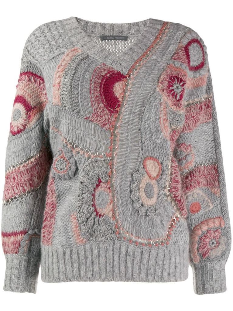 Eyelet patterned knit jumper
