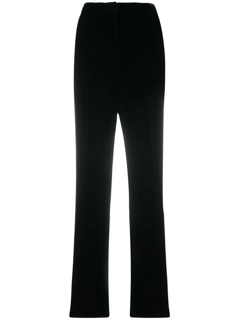 high-waist velvet trousers