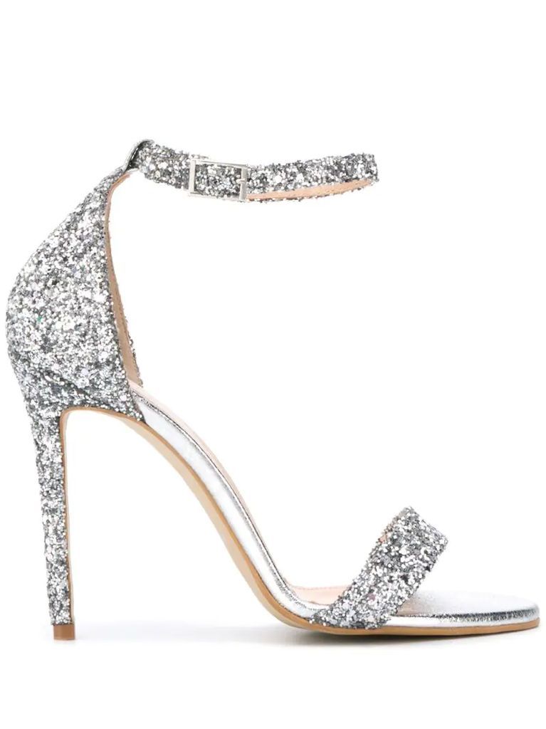 glitter high-heeled sandals