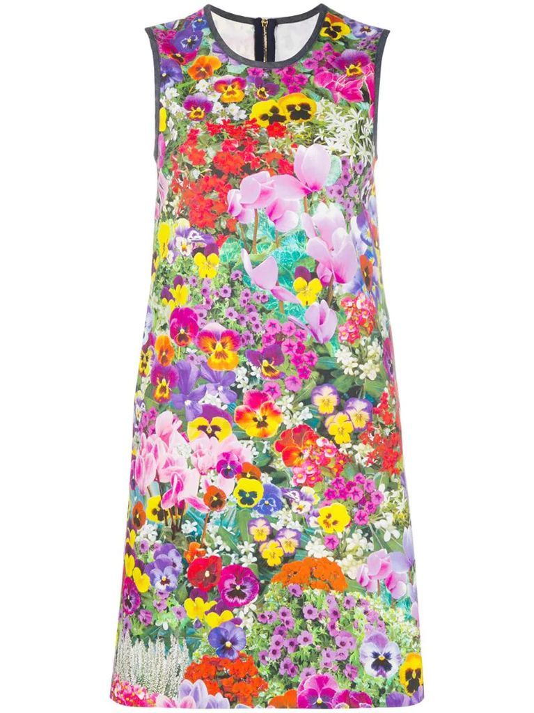 bright photographic-floral shift dress