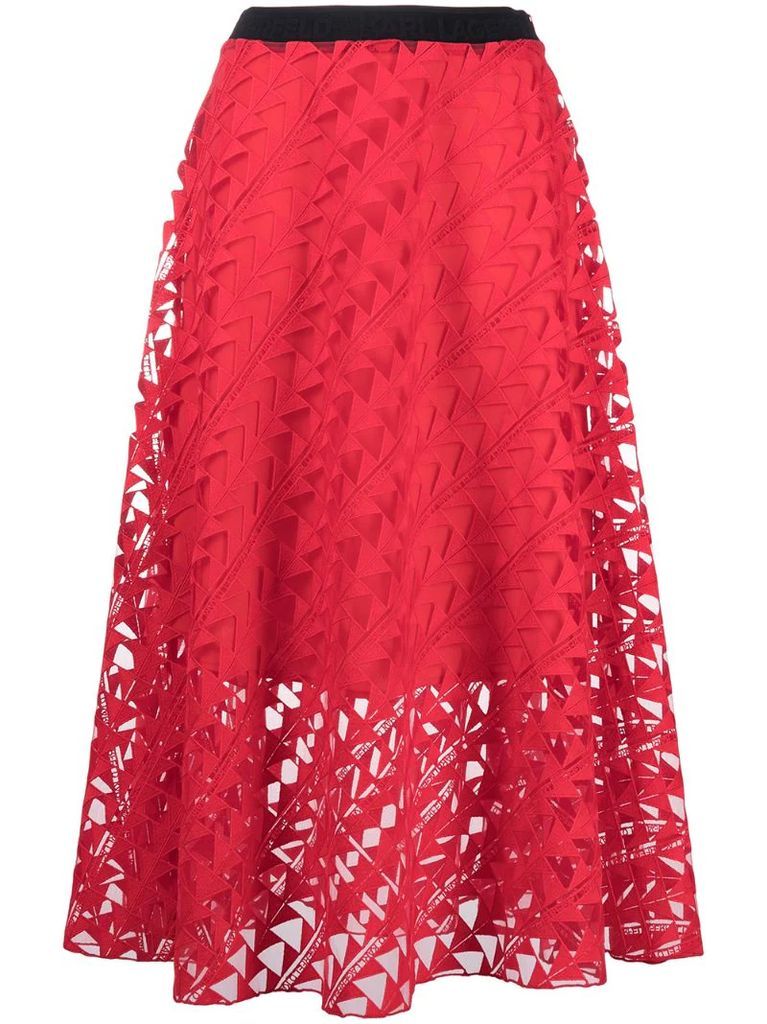 embroidered mesh skirt