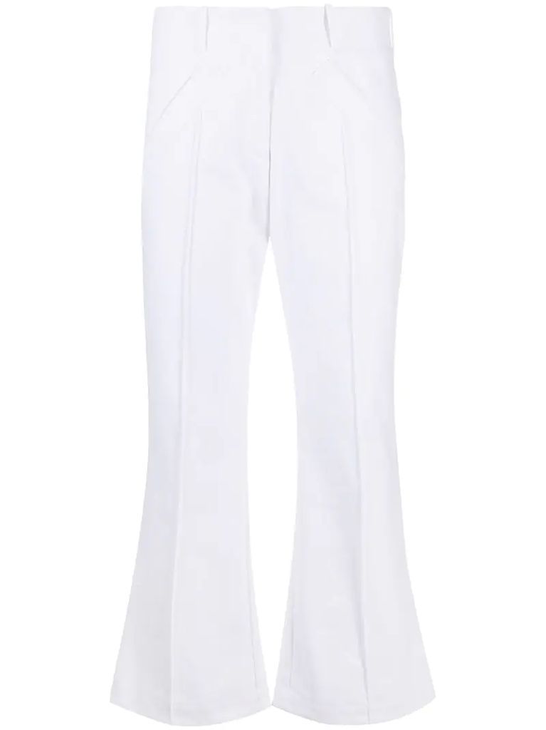 cropped flared leg trousers