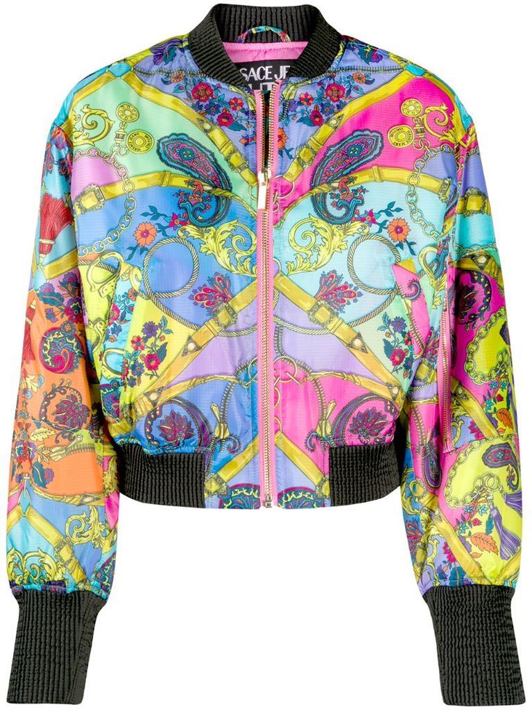 paisley fantasy print bomber jacket