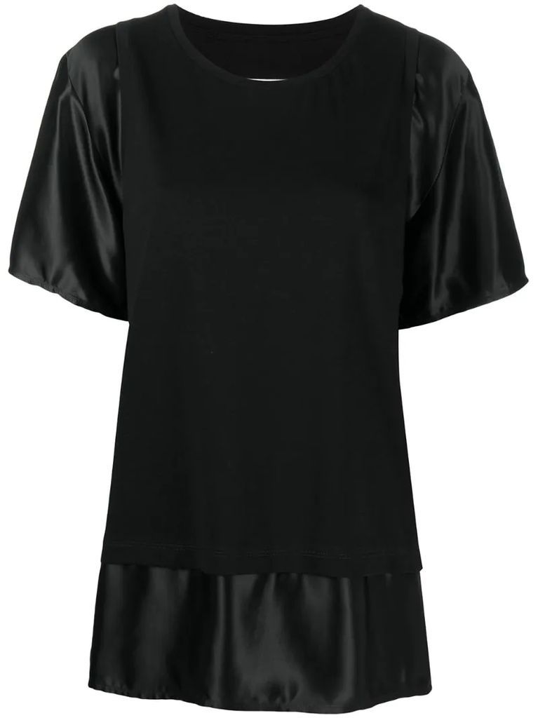 panelled short-sleeve T=shirt