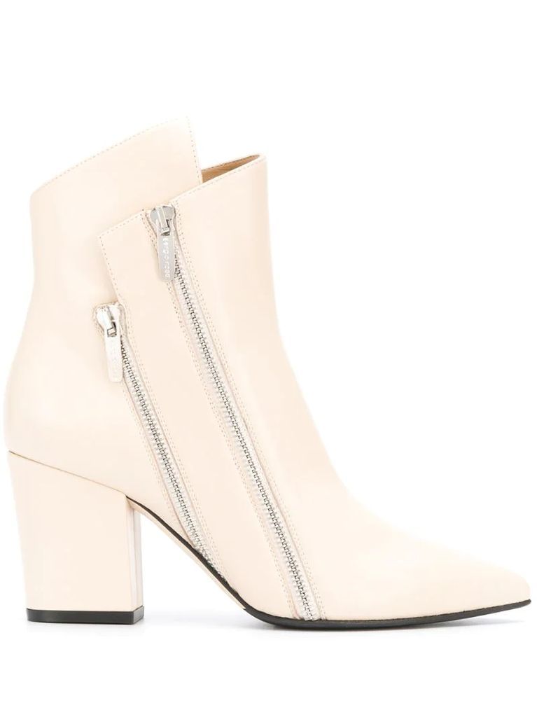 double zip ankle boots