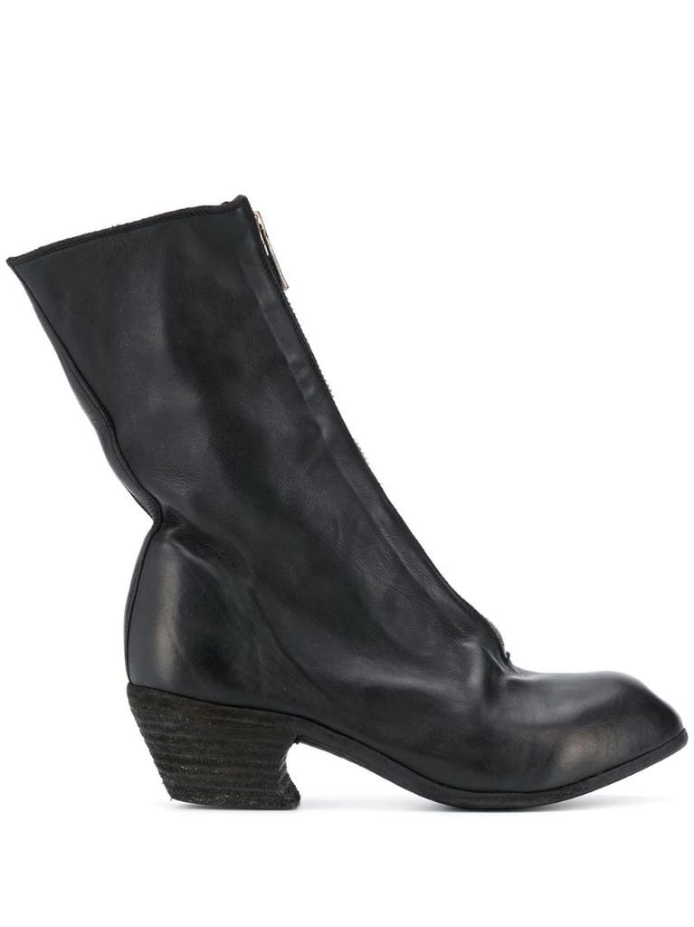 front-zip heel boots