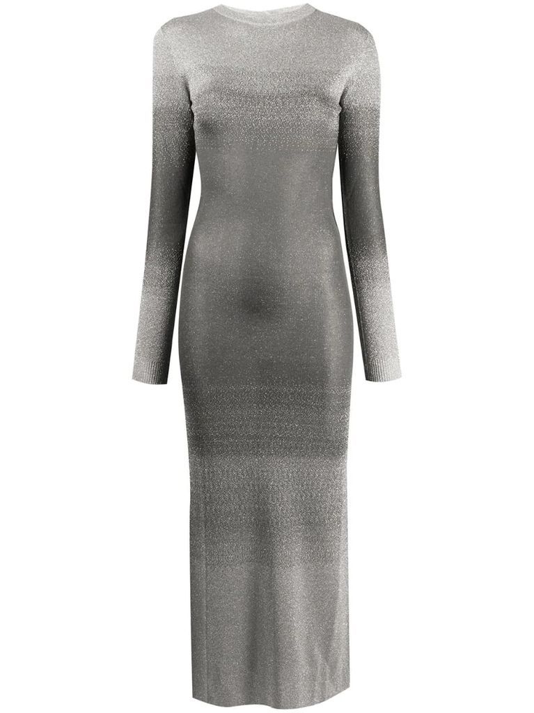 slim-fit metallic knit dress