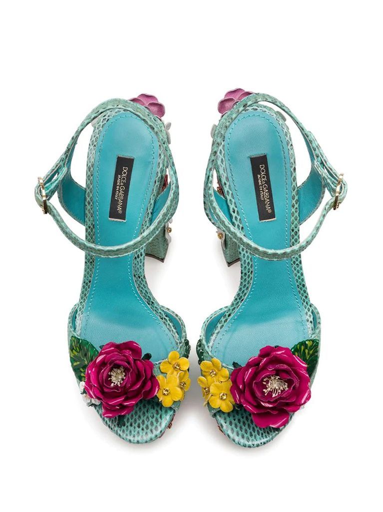 floral appliqué sandals