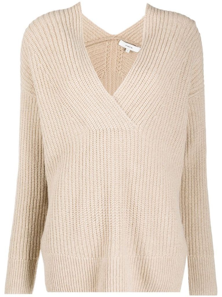 V-neck knitted jumper