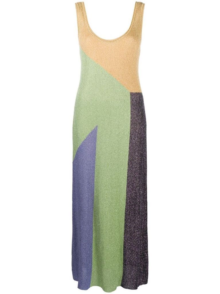 knitted colour-block maxi dress
