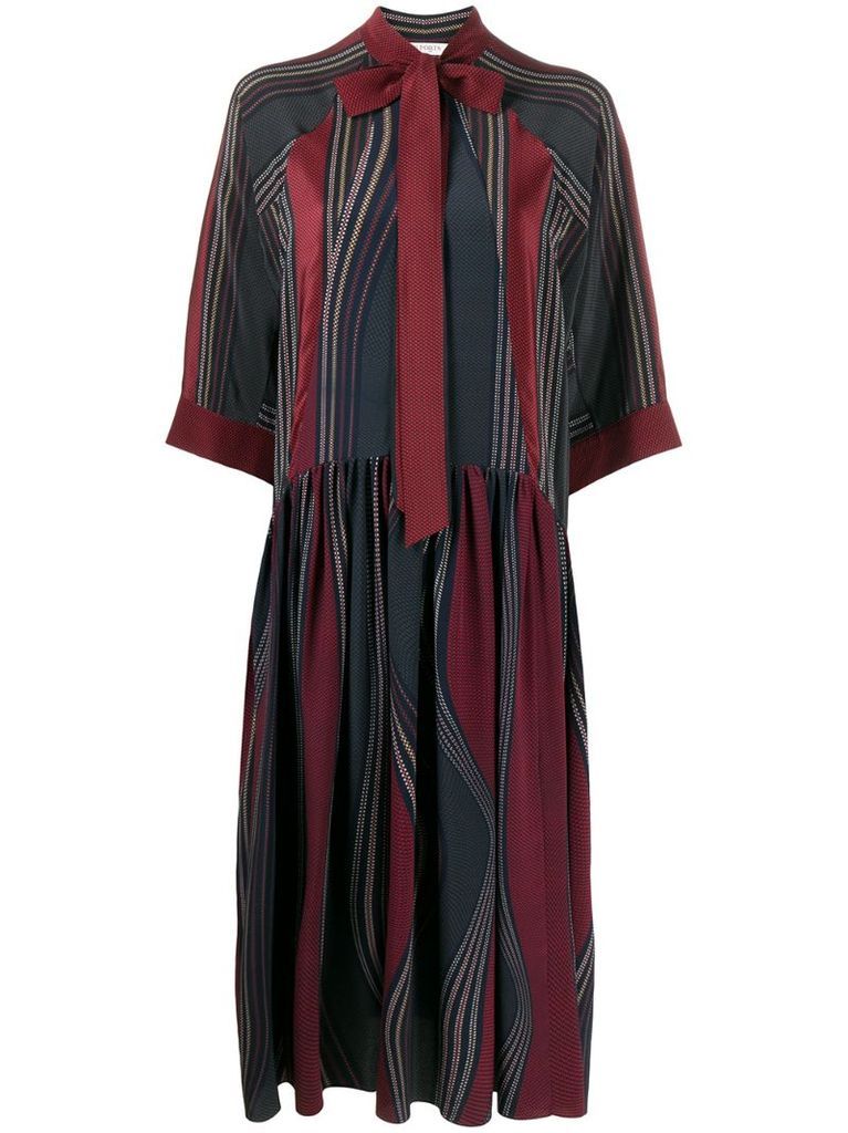 stripe-print silk midi dress